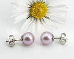Clous doreilles<br>en perles lavande<br>7.0 - 7.5 mm